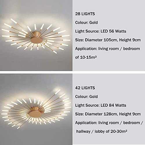 41.3" Ceiling Light Modern Flower Shape Ceiling Lamp for Dining Room Kitchen Hallway Semi Flush Mount Metal Acrylic Sputnik Firework Petal LED Lighting Fixture