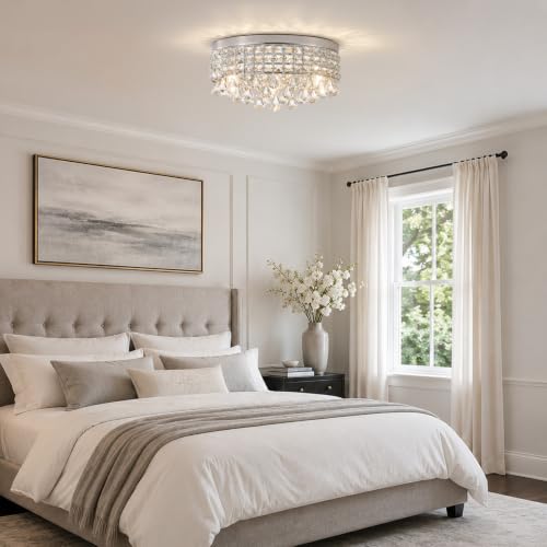 Chrome Crystal Flush Ceiling Light (Radiant Chrome)