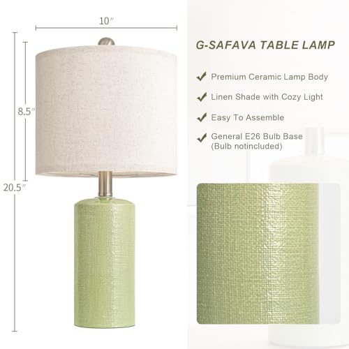 Small Table Lamps 20.25" Bedside Lamps Green Table Lamp for Living Room