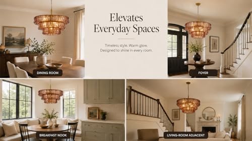 26 Inch Modern Round Amber Crystal Glass Chandelier