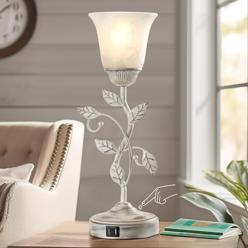 Rustic Touch Table Lamp for Bedroom with 2 USB C+A Ports