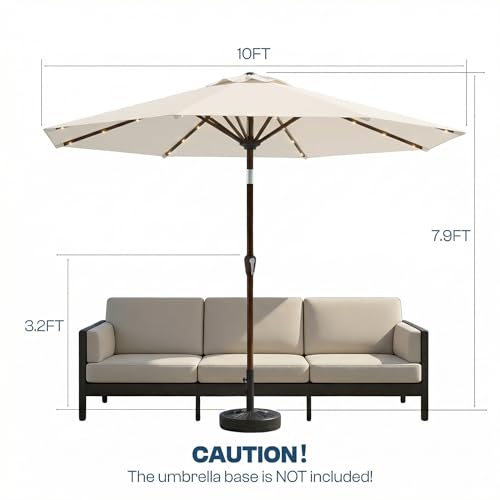 10FT Solar Patio Umbrella with Lights