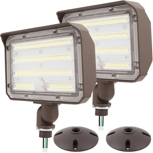 2Pack Dusk to Dawn Outdoor 60W LED Flood Light with Knuckle & Plate Mount (2 Count)