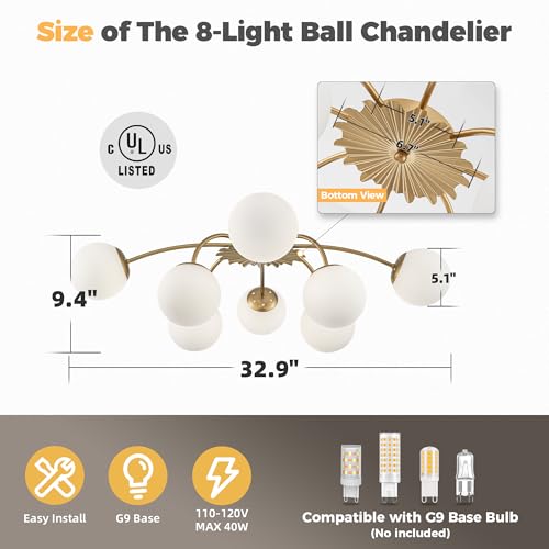 8 Light Milk Glass Pendant Light