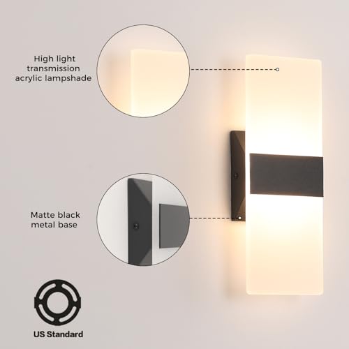 Modern Dimmable LED Wall Sconce Set of 2