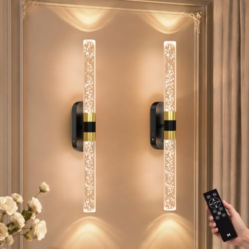 Crystal Battery Operated Wall Sconces Set of 2 for Home Space (2 Count)