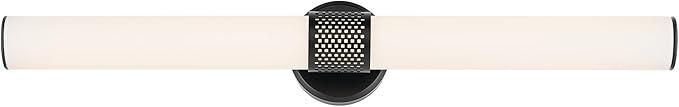 Kichler Sashi 32" LED Large Bath Bar with White Glass in Black, Modern, for Vanity, Fireplace, Buffet, Hallway, Vanity Mirror, (32" W x 5" H) 55193BKLED