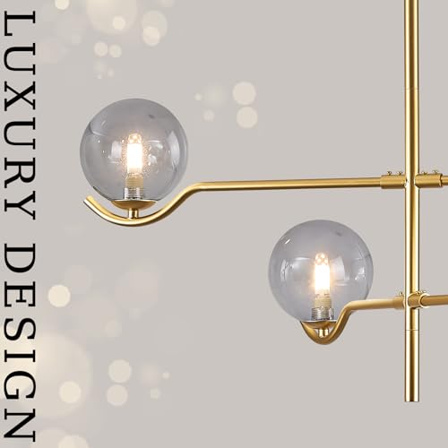 Modern 31" 4 Light Gold Sputnik Chandelier with Smoke Glass Globe