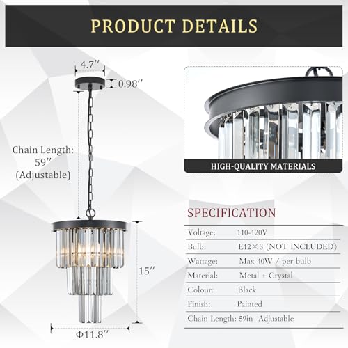 12" Smoke Gray Crystal Chandeliers