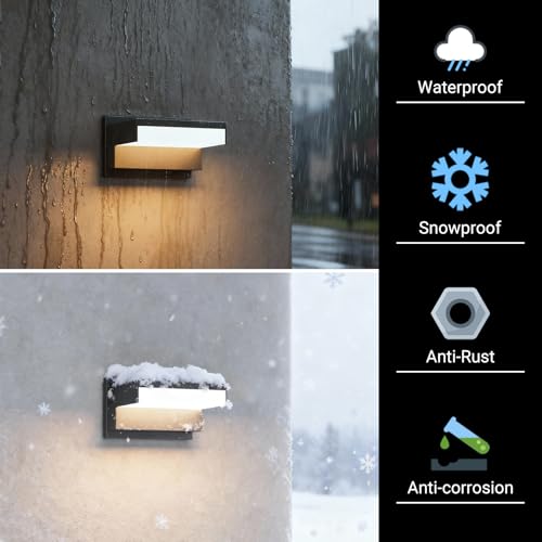 2 Pack Modern Outdoor Wall Light 3000K Aluminum LED Exterior Wall Sconces IP65 Waterproof for Patio Porch (2 Count)