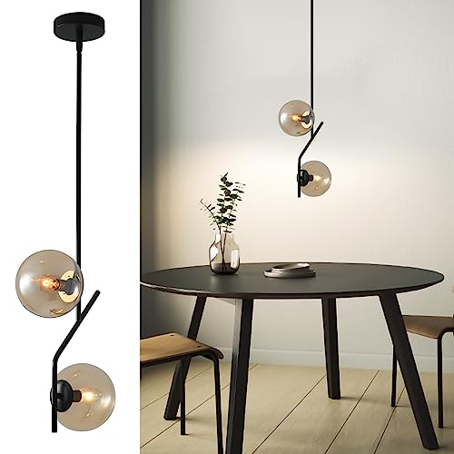 Lighting Pendant Light with Amber Glass Lampshade Mid Century Pendant Light Fixture Modern Chandelier for Kitchen Island