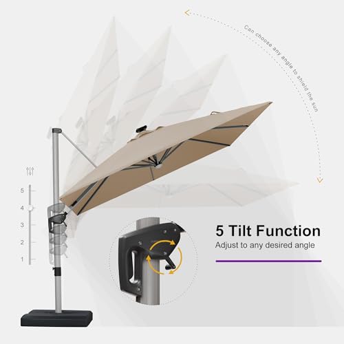 Cantilever Umbrella 9' X 12' Solar LED Light Patio Deck