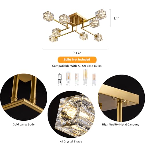 Gold Semi Flush Mount Ceiling Light