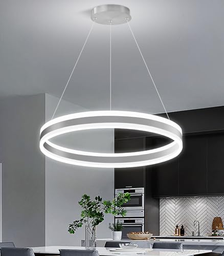 D23.6'' Modern Ring Chandelier for Dining Room LED Dimmable Pendant Lighting High Ceiling Chandelier for Living Room Foyer Bedroom Entryway 3000K