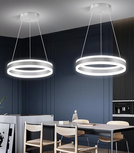 D15.7'' Modern Ring Chandelier for Dining Room LED Dimmable Pendant Lighting High Ceiling Chandelier for Living Room Foyer Bedroom Entryway 3000K