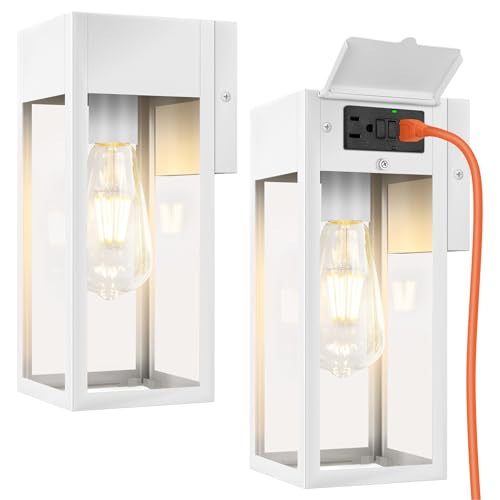 Porch Lights with GFCI Outlet (2 Count)