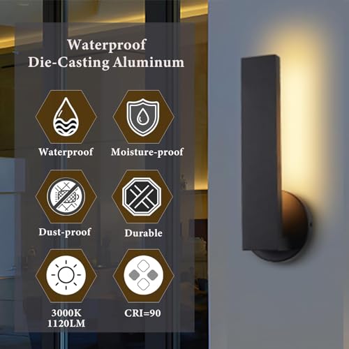 Aluminum LED 18W Modern Wall Sconces Set of 2 Black
