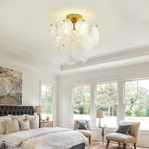 4 Lights Gold Glass Ceiling Light Fixture