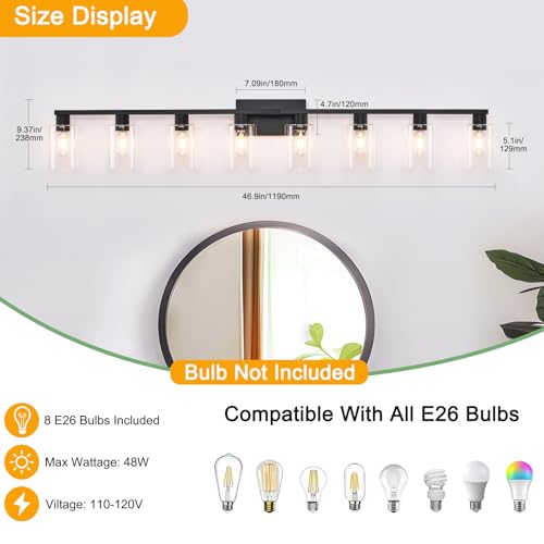 8 Light Black Vanity Light Fixtures