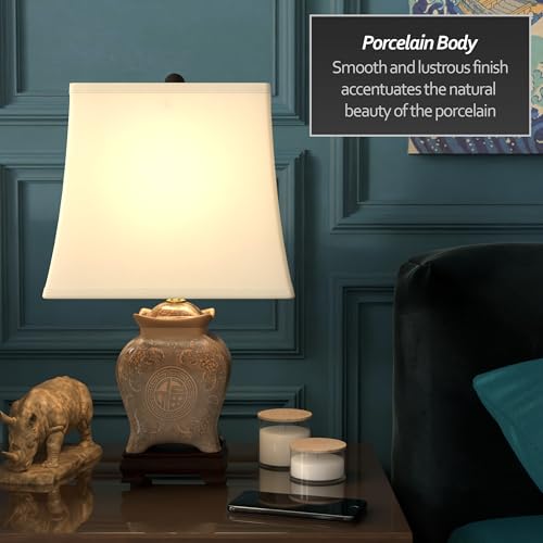 19" Black & Brown Medallions Porcelain Lamp