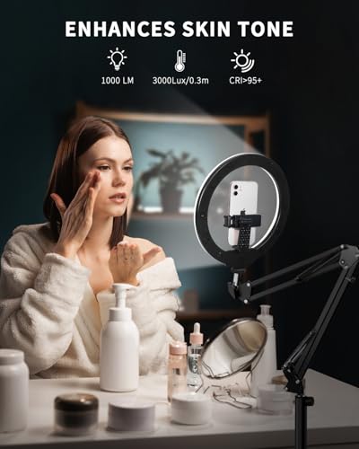 10" Ring Light Tripod for iPhone Overhead Phone Mount Holder