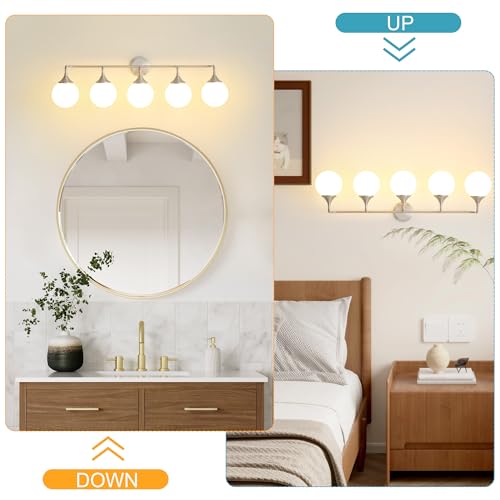 Brushed Nickel Bathroom Light Fixtures Over Mirror Vanity 5
