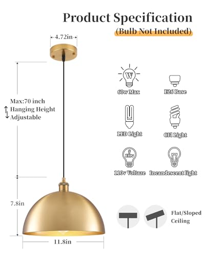 Gold Pendant Lights (2 Count)