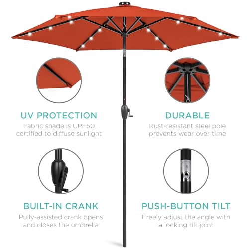 7.5ft Solar Umbrella LED Lighted Patio Umbrella