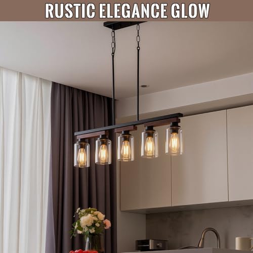 5 Light Black Linear Chandelier