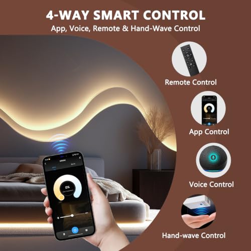 16.4ft 24V Smart Silicone LED Strip Lights Wood Slat Wall Recessed (Smart Control)