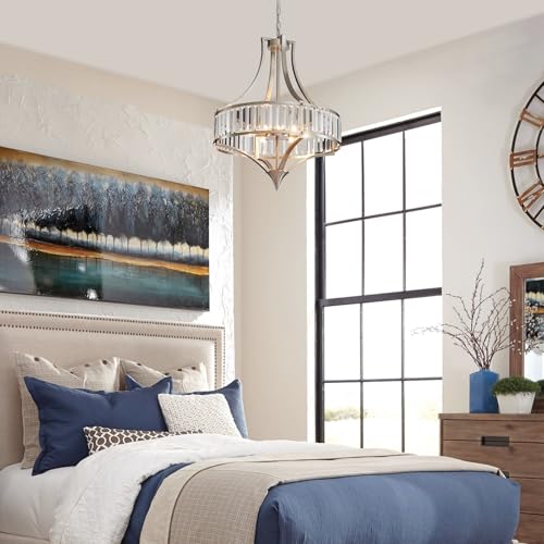 21.6" Brushed Nickel Chandeliers for Dining Room (6 Count)