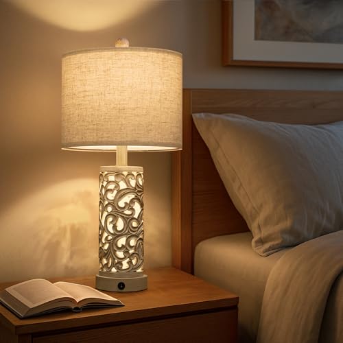 Bedside Table Lamps Set of 2 with Night Light (2 Count)