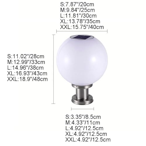 Waterproof Pillar Lamp Soalr Post Cap Lamp White Ball Shape Solar Pillar Lights with Remote Control Acrylic Waterproof Post Lamp Round Ball LED Column Head Light for F