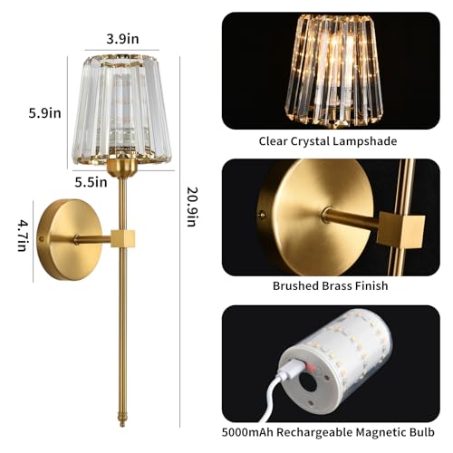 Battery Operated Crystal Wall Sconces Set of 2