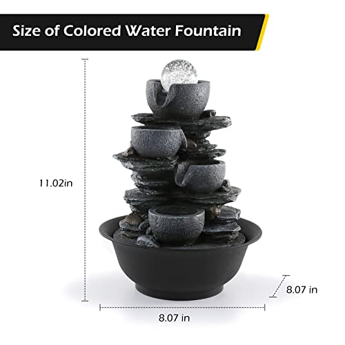 Water Fountain Tabletop Waterfall Fountains Indoor with LED