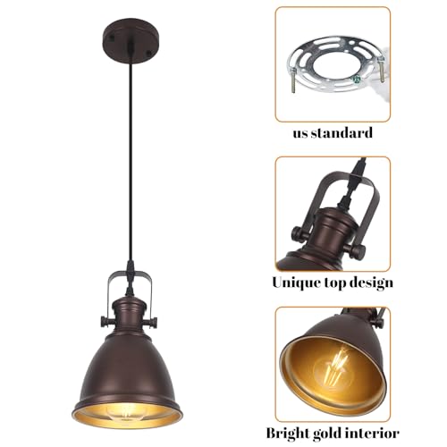Brown Farmhouse Pendant Lights Kitchen Island 2 Packs (2 Count)