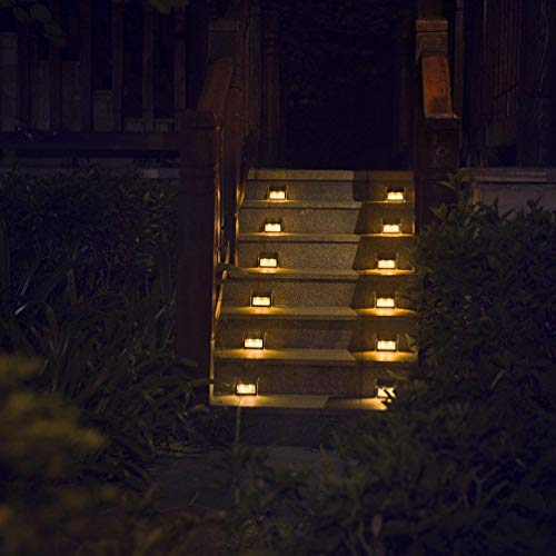 Warm White Solar Lights for Deck Step Fence Post (2 Count)