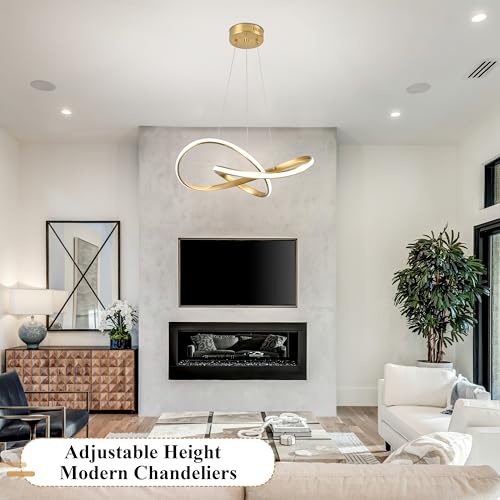 20" Gold Modern led Chandelier for Living Room