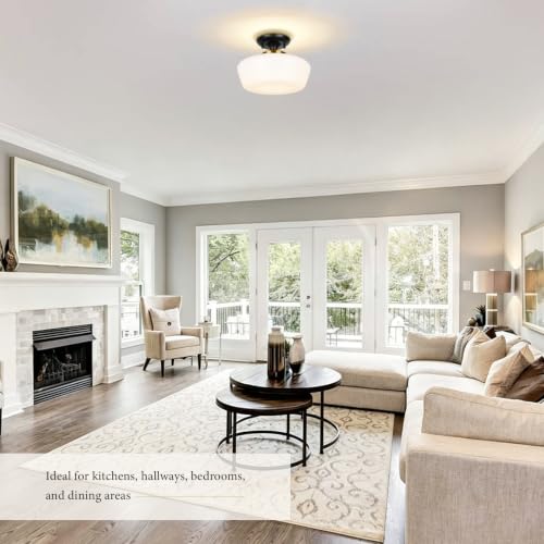 Schoolhouse Style Semi Flush Mount Ceiling Light Fixture
