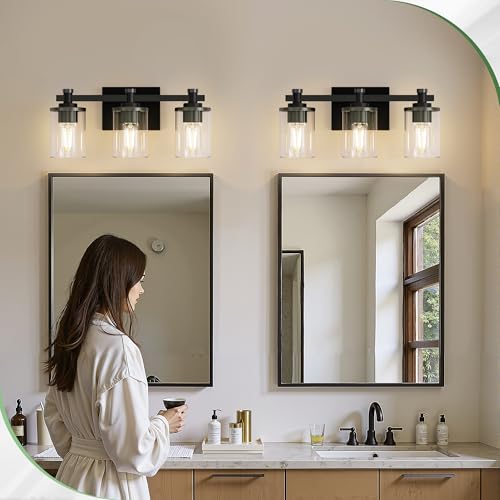 20 Inch 3 Light Matte Black Bathroom Light Fixture