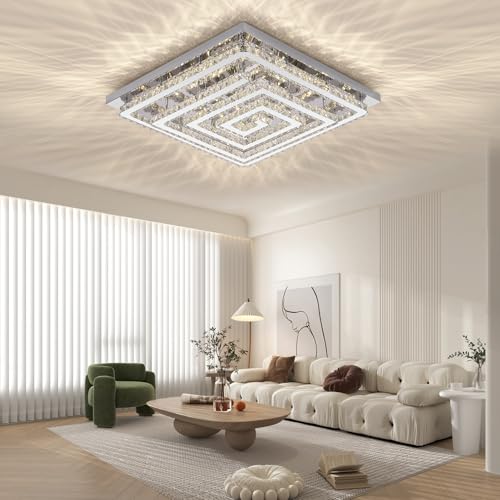 43 inch Silver Crystal Chandeliers LED Ceiling Light
