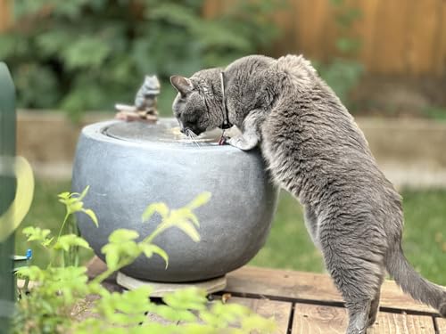 Garden Water Fountain Outdoor Bubbler Water Feature Indoor with Lights & Pump and Pebbles Waterfall Fountains Concrete Effect for Patio Deck Yard Home Decor Gray