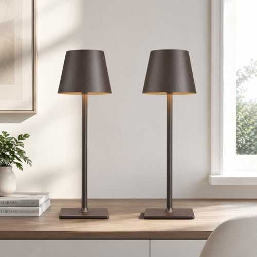 Cordless Table lamp Brown 2pack for Restaurant Home Dinner Dining Kitchen Outdoor Patio