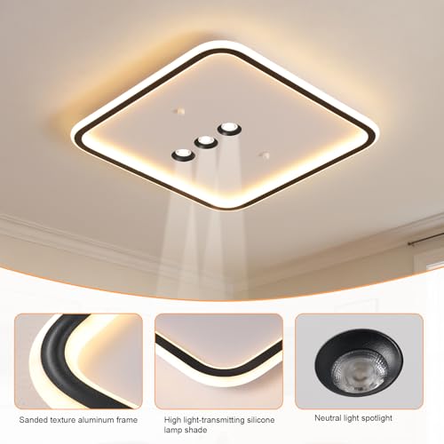 Square Diamond LED Ceiling Light with 3 Spotlights