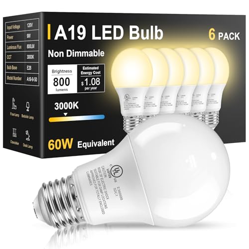 6 Pack LED Light Bulbs 60 Watt Equivalent (6 Count)
