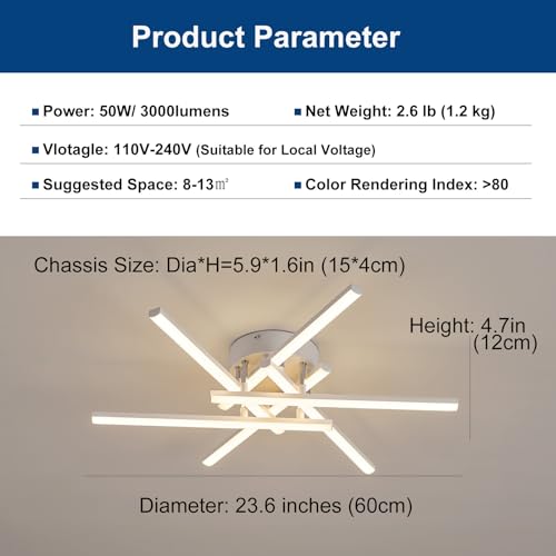Dimmable LED Ceiling Light with Remote