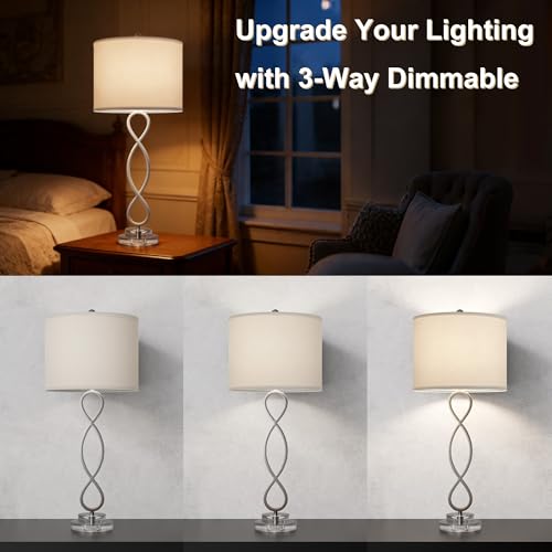30" Brushed Nickel Buffet Table Lamps for Bedroom Set of 2