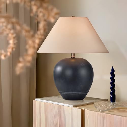 21'' Large Gray Base Ceramic Basin Table Lamp Set of 2 for Bedroom (2 Count)