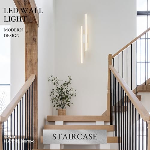 LED Wall Sconce Silver Modern Remote Wall Light Fixtures for Living Room