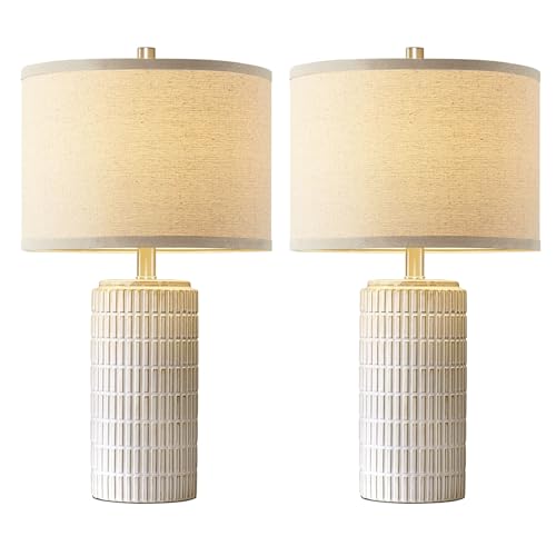 23'' Set of 2 Modern Ceramic Table Lamps for Living Room Bedroom (2 Count)